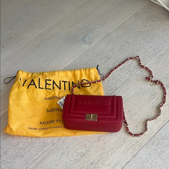 Valentino by Mario Valentino Beatriz Embossed Leather Shoulder Bag in red main image 1